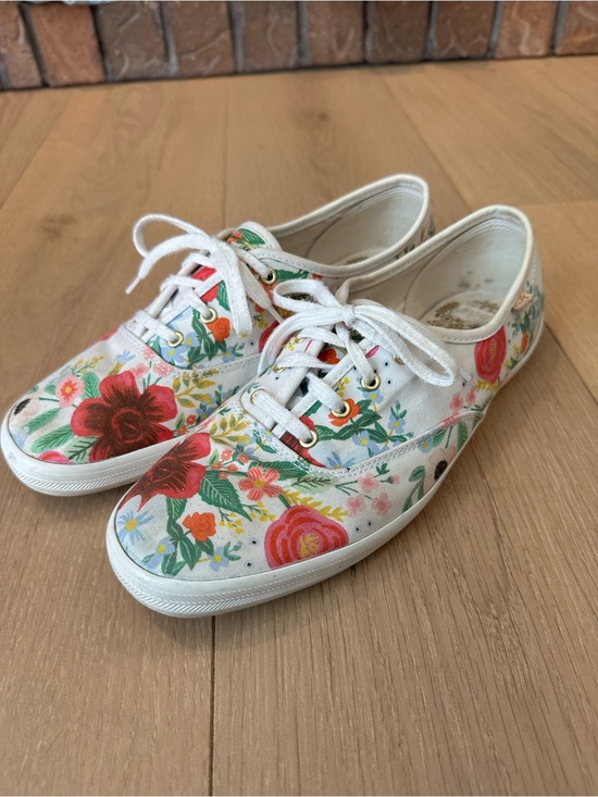 Keds Shoes - Keds Rifle Paper & Co White Canvas Lace-Up Sneakers with Floral Print